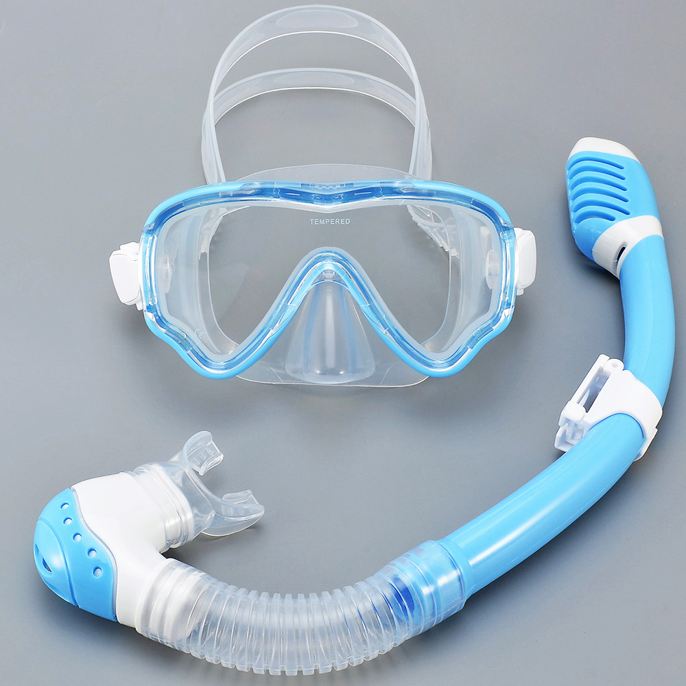 Sports Equipment For Boys - キッズダイビングマスクシュノーケルセット、水泳用ゴーグル、強化ガラス、パノラマビュー、漏れ防止、防曇、トレーニング、ドライトップ、若者、男の子、女の子
