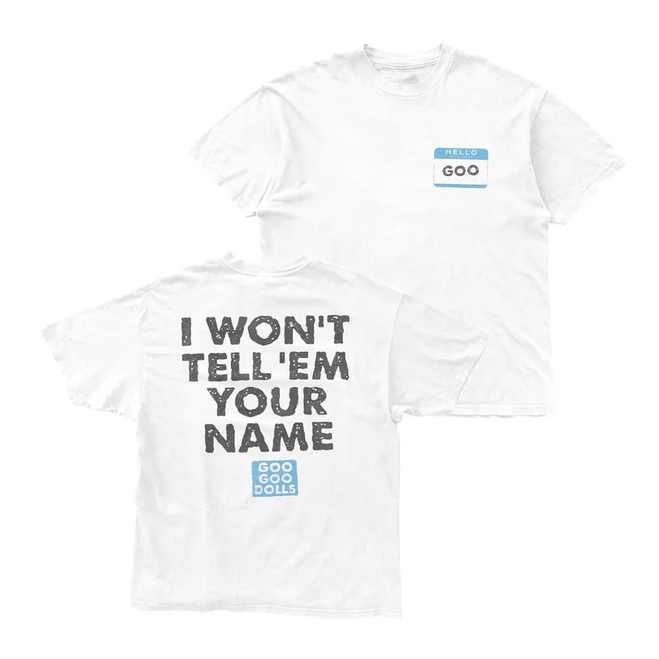 Sports Equipment With Names - 白いシンプルプリントのGoo Goo Dollグッズ、名前は言わないよTシャツ、完璧なロックファン向けアイテム、レトロスタイルTシャツ