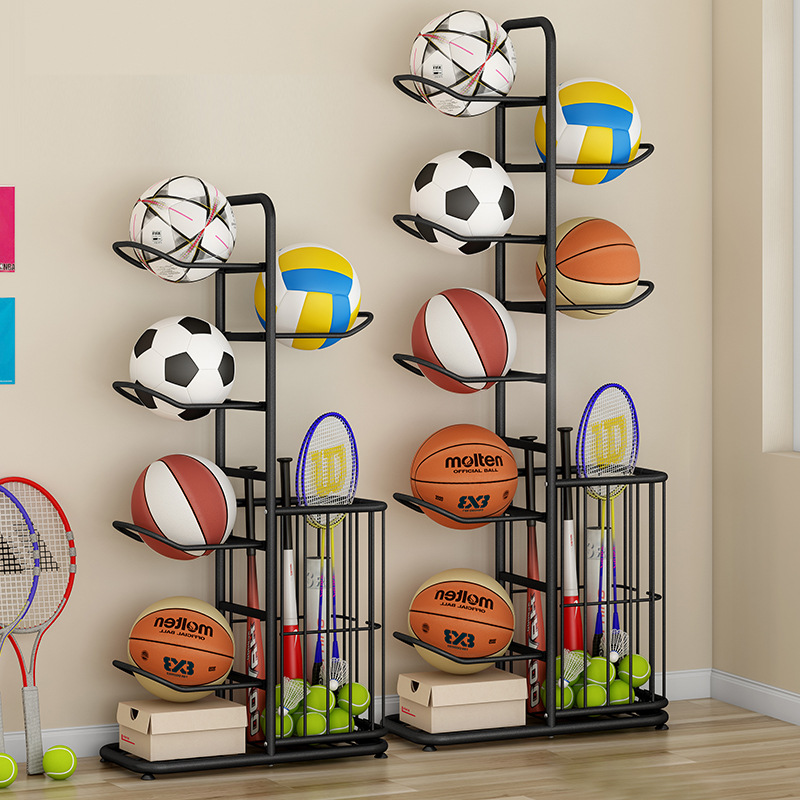 Sports Equipment Holder - スポーツボール収納ラックバスケットボールバドミントンバレーボール自立型スポーツ用品オーガナイザーボールホルダー家庭用屋内用