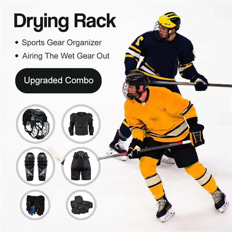 Sports Equipment Drying Rack - A89E-ホッケーギアオーガナイザー 5つのフック付き ホッケー乾燥ラック スポーツ キャンプ 寮用アクセサリー機器
