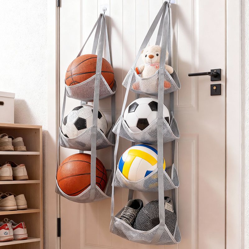 壁掛けボール収納バッグ メッシュポケットオーガナイザー バス - Sports Equipment Holder のレビューと価格