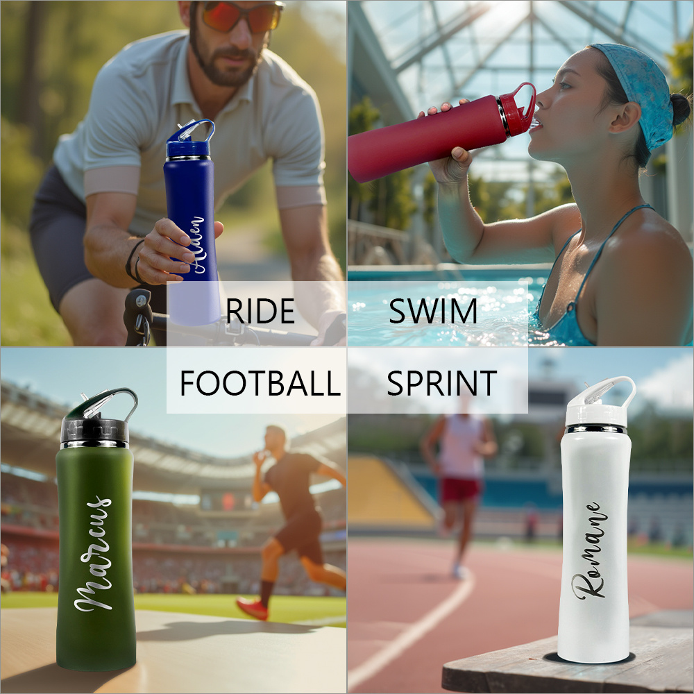 パーソナライズされた名前入りストロー付きウォーターボトル、カ - Sports Equipment With Names のレビューと価格