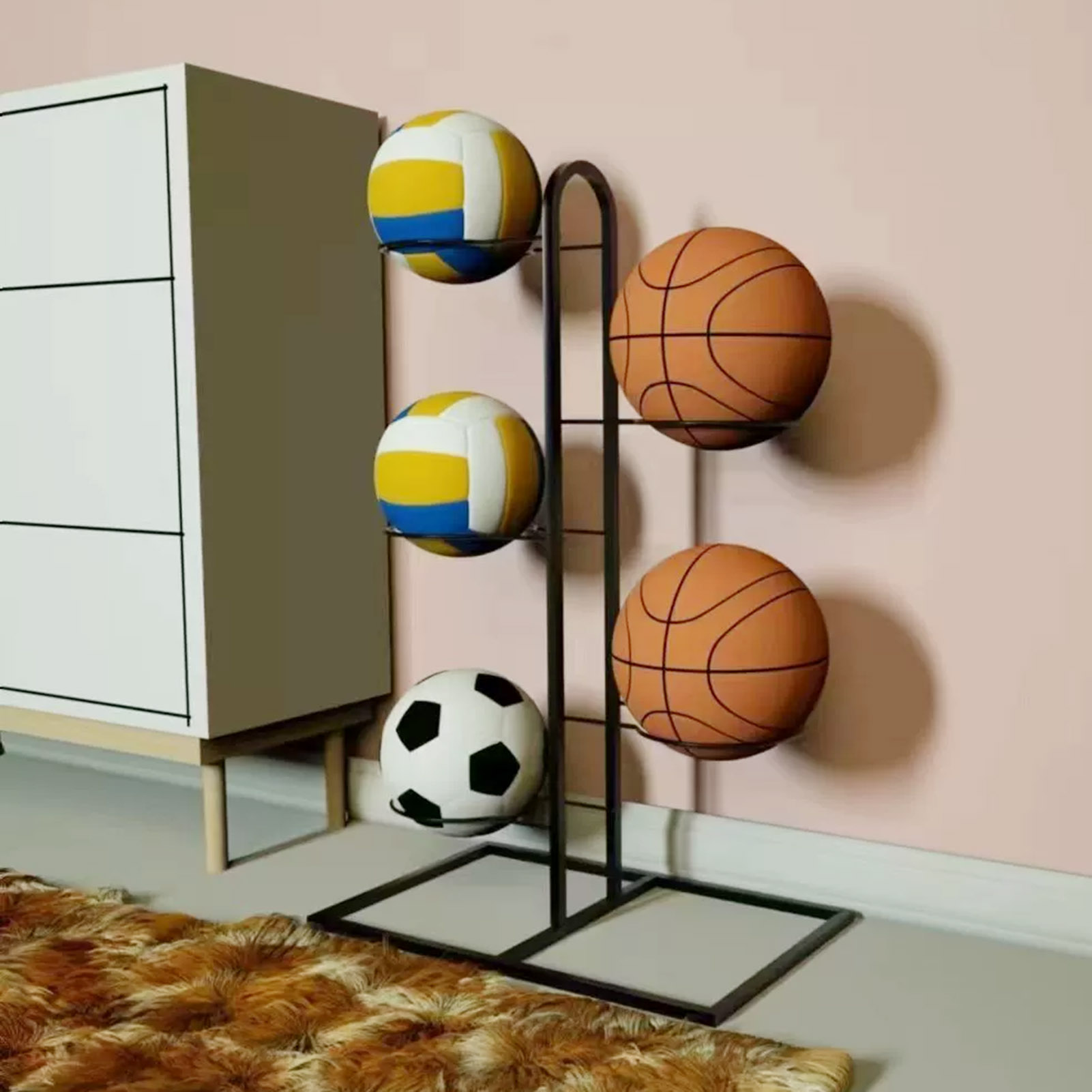 折りたたみ式バスケットボールラック多層収納オーガナイザーバス - Sports Equipment Holder のレビューと価格