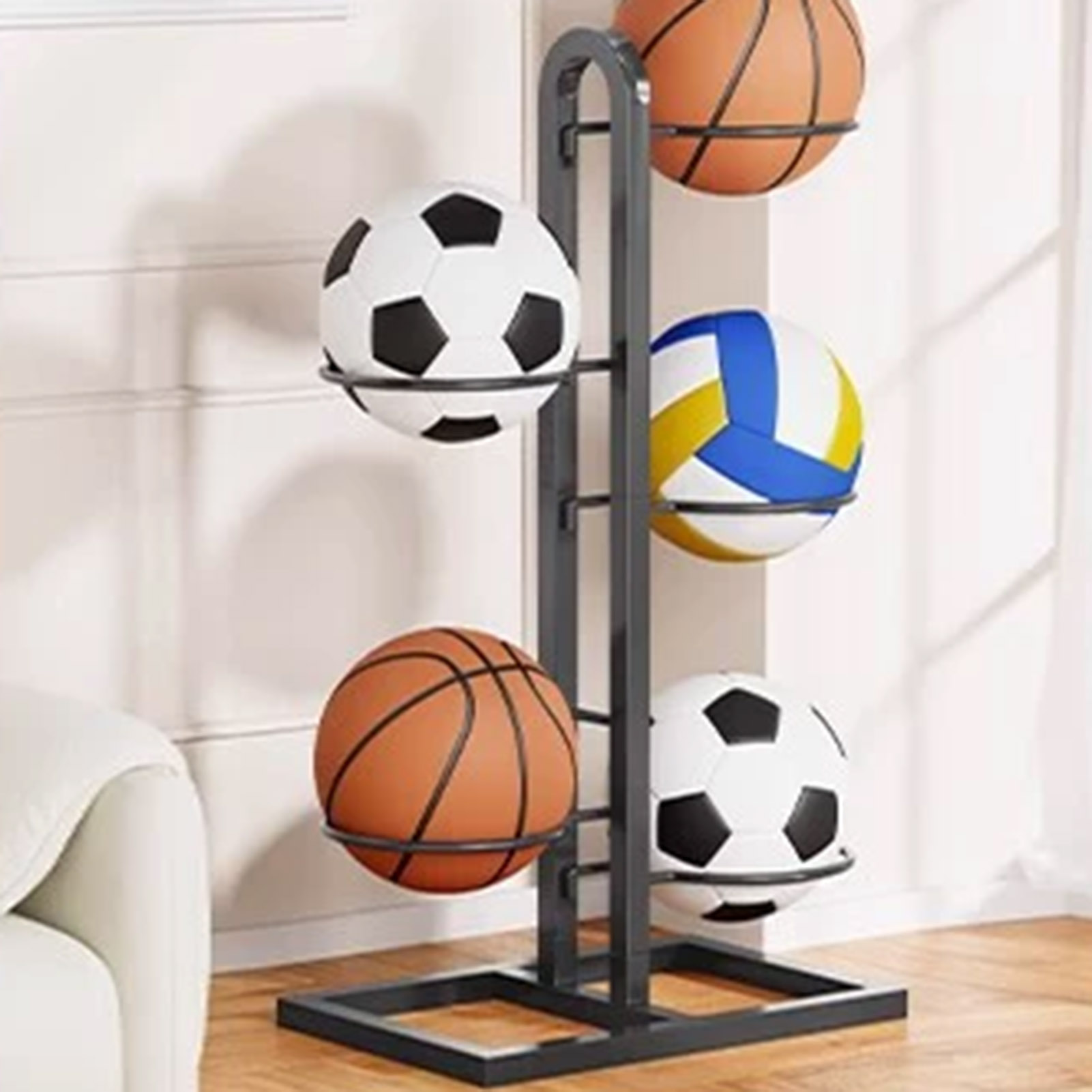 折りたたみ式バスケットボールラック多層収納オーガナイザーバス - Sports Equipment Holder のレビューと価格