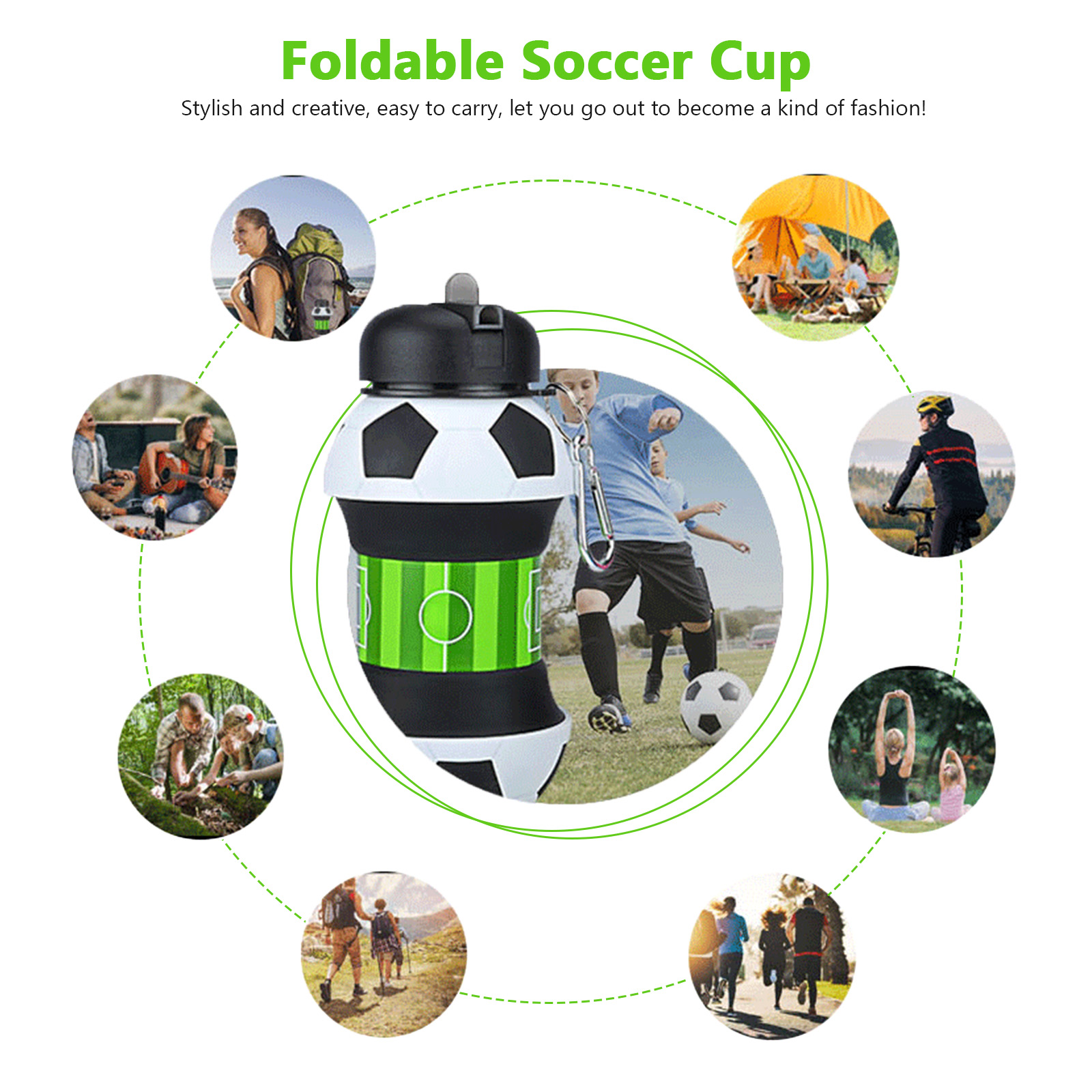 550ml 折りたたみ式サッカーウォーターボトル 食品グレー - Sports Equipment For Boys のレビューと価格